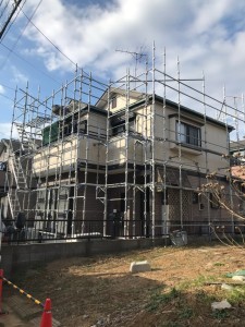 草加市 住宅改修工事 足場仮設