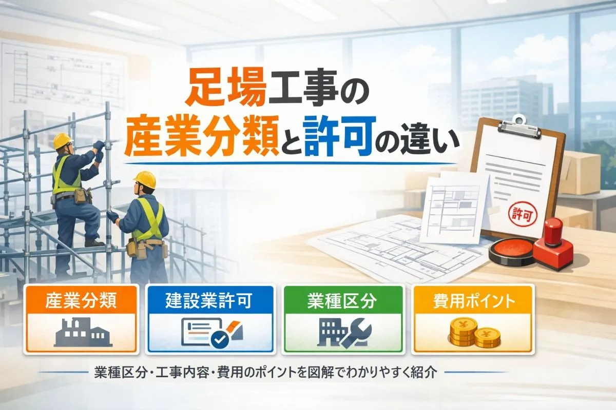 足場工事の産業分類と建設業許可の違いを解説！業種区分・工事内容・費用のポイントまでわかる