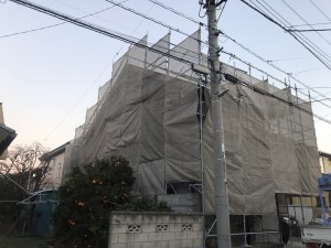 越谷市 戸建て改修工事足場仮設