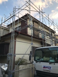 越谷市 袋山 住宅改修 足場仮設