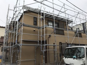 本日施工した現場です。板橋区 戸建て 足場仮設