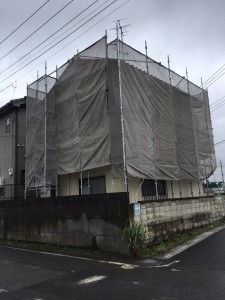 先日施工した現場です。埼玉県朝霞市　戸建て　改修工事の足場仮設