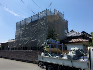 本日施工させていただいた現場です。越谷市改修工事の足場仮設