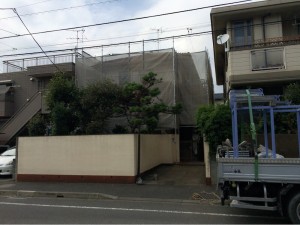 本日施工させていただいた現場です。　船橋市　塗装工事の足場仮設